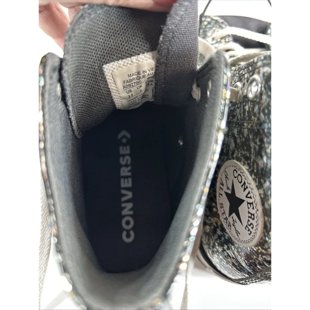 Converse Girls’s Chuck Taylor All Star High Top Size 3.5 Glitter Shoes Sneakers